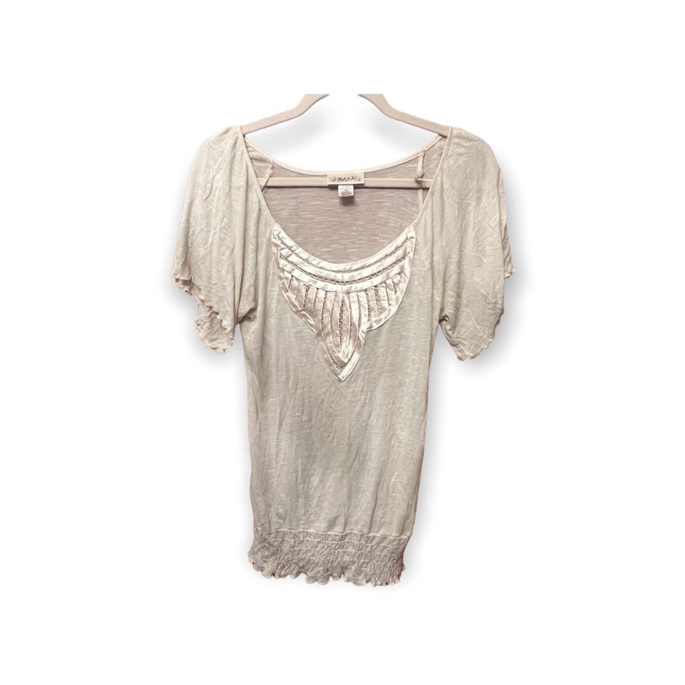 Belle du Jour Women’s Blouse Cream 100% Rayon Sz Medium